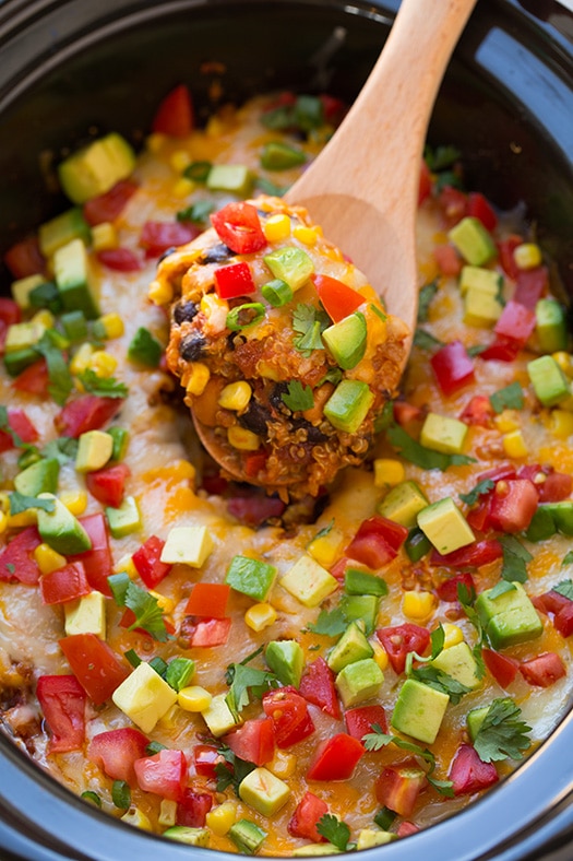 Easy & Healthy Slow Cooker Enchilada Quinoa Bake for Dinners